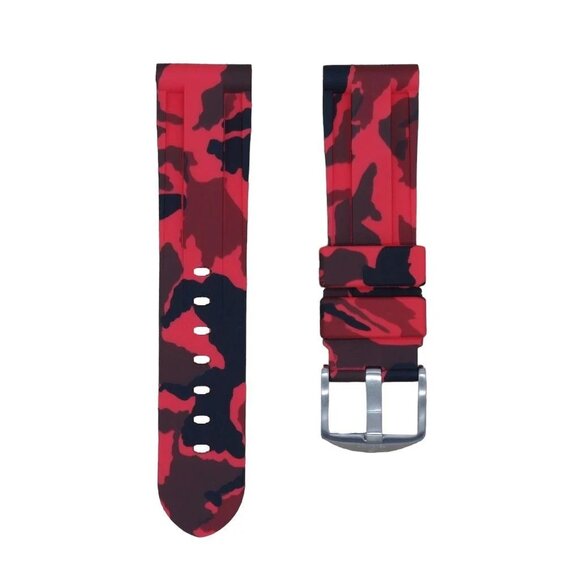 Tempomat 24mm Red Camo Rubber Strap for Breitling, Tudor, Panerai, Tag & More - Picture 1 of 3
